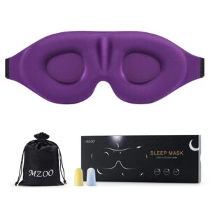 MZOO Sleep Eye Mask for Side Sleeper Men Women, Zero Eye Pressure 3D Sleeping Mask, Light Blocking Patented Design Night Blindfold, Soft Eye Shade Cover for Travel, Purple