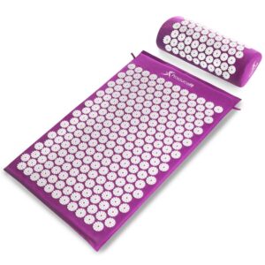 ProsourceFit Acupressure Mat and Pillow Set for Back/Neck Pain Relief and Muscle Relaxation, Large - Black/Aqua