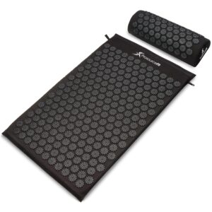 ProsourceFit Acupressure Mat and Pillow Set for Back/Neck Pain Relief and Muscle Relaxation, Large - Black/Aqua