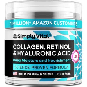 SimplyVital Collagen, Retinol & Hyaluronic Acid Cream - Anti-Aging Face Moisturizer for Face, Firming Skin Care Neck & Décolleté - Made in USA, Daily Moisturizer Face Cream Day...