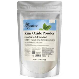 Sky Organics - Zinc Oxide Powder, 16 oz - Non-Nano & Uncoated - Make Your Own Lotion, Deodorant, Cream, Soap - DIY Essentials - Resealable Bag - Natural, Vegan & Cruelty Free -...