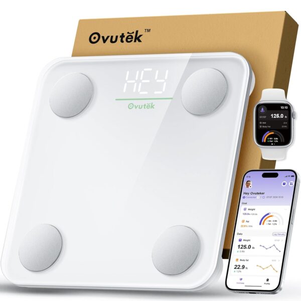 Smart Scale for Body Weight, Digital Bathroom Scale BMI Weighing Body Fat Scale, Accurate Body Composition Scale Monitor for People's Health with Smartphone App, Compact Size,...