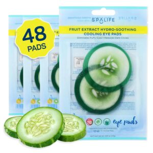 SpaLife Cooling Eye Pads - Korean Soothing Eye Pads for Dark Circles, Puffy Eyes, and Wrinkles - 48 Pads with Fruit + Vegetable Extracts - Revitalizing Hydrating Eye Pads for...