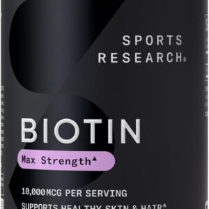 Sports Research® Biotin 10,000mcg with Organic Coconut Oil - Biotin (Vitamin B7) for Healthy Skin and Hair Support* - for Women and Men - Vegan, Non-GMO, Gluten & Soy-Free - 120...