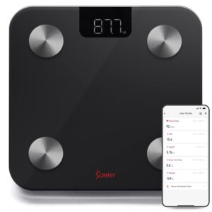 Sunny Health & Fitness 20 Metric Advanced Body Fat Composition BMI Scale with Health Tracker & Analyzer App - Smart Bathroom Scale for Body Weight, Metabolic Age, BMR, Fat Mass...