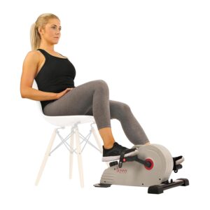Sunny Health & Fitness Dual Function Under Desk Pedal Exerciser, Portable Indoor Cardio Mini Bike at Home, Arm/Leg Cycle for Seniors, Optional Magnetic, Motorized & Free...