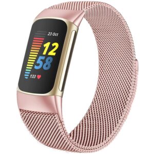 surundo Compatible with Fitbit Charge 6/Charge 5 Bands for Wmen Men, Metal Mesh Milanese Loop Adjustable Strap Replacement for Fitbit Charge 6/Charge 5 Advanced Fitness & Health...