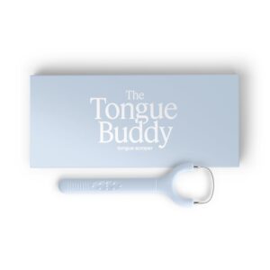 TheTongueBuddy™ Effective Tongue Scraper for Adults - Ergonomic Tongue Cleaner Promotes Fresher Breath, Travel-Friendly Beauty and Personal Care Essential (Columbia Blue)