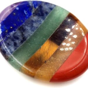 Thumb Worry Stone for Anxiety, 7 Chakra Crystals Healing Stones, Oval Chakra Worry Stone, Meditation Crystal