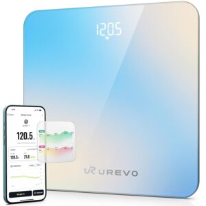 UREVO Digital Body Weight Scale with LED Display, Accurate Weight Measurement (5-180kg), Syncs with UREVO Health App for BMI & Fitness Tracking, Smart Bathroom Scale with...