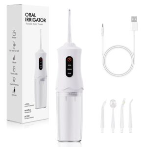 Water Dental Flosser Cordless for Teeth Cleaning and Flossing Portable Electric Water Floss Irrigator Oral Water Flossed Rechargeable Tonsil Stone Adults Kids Braces Home Office...