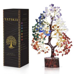 YATSKIA 7 Chakra Tree of Life, Crystals and Healing Stones, Birthday Gifts for Women - Crystal Tree for Positive Energy, Home Office Decor, Spiritual Gifts for Women