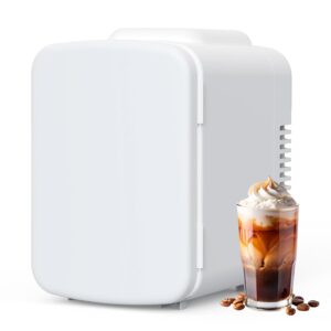 YSSOA 4L/6 Can Portable Mini Fridge Warmer & Cooler Compact Refrigerators 100% Freon-Free, for Food, Drink, Skincare, White