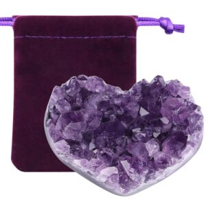 ZHIYUXI Amethyst Crystals and Healing Stones Gem Stones Heart Crystal Cluster Gemstones Rock Geode Purple Protection Crystals Raw Stone Heart Decor Energy Balance Reiki Room...