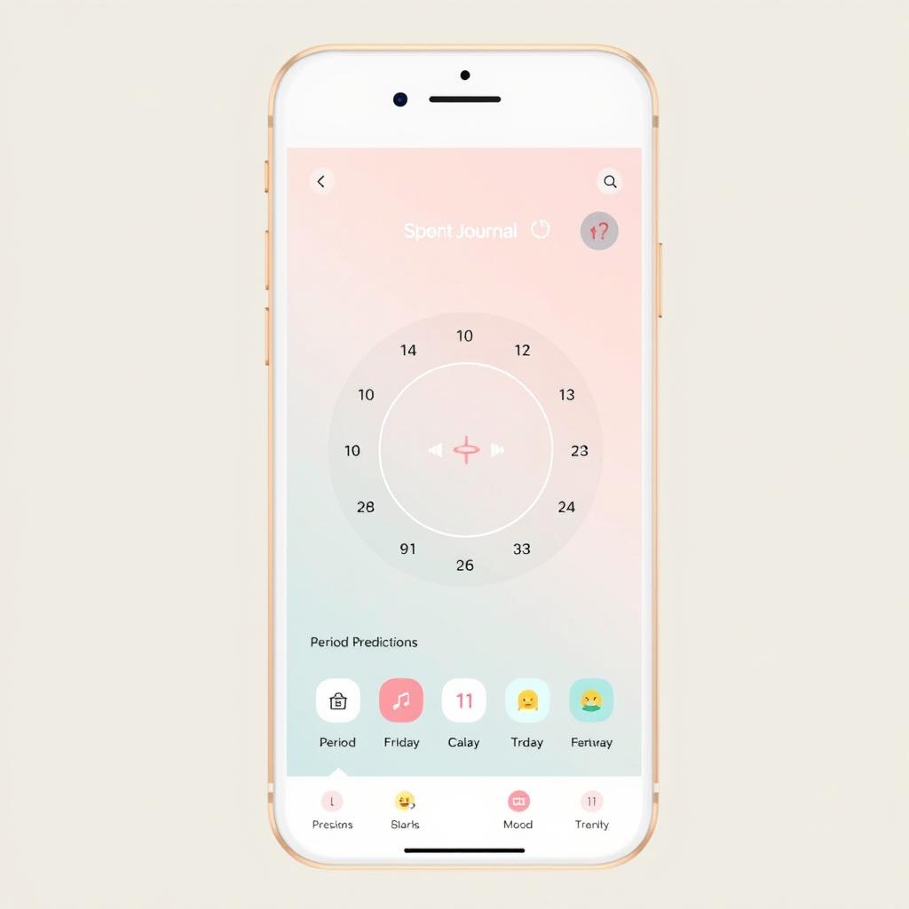Empress Health Journal app dashboard showing menstrual cycle tracking interface